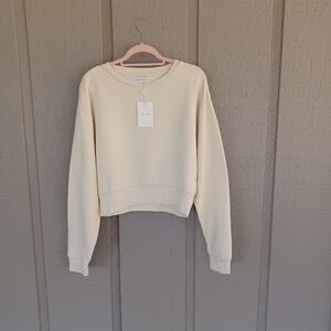 John Elliott Fleeced Boca Crew Neck Sweatshirt Size 2 US M Athleisure In Salt